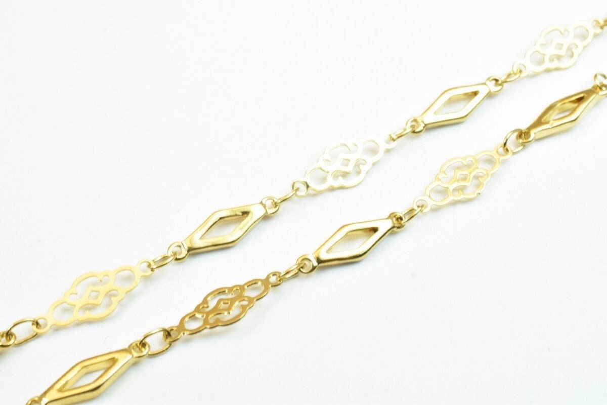 18k Gold Filled Alternative Chain Necklace, , Tarnish Resistant (17" & 23" Lengths, 5mm Width, Clasp 10x5mm)