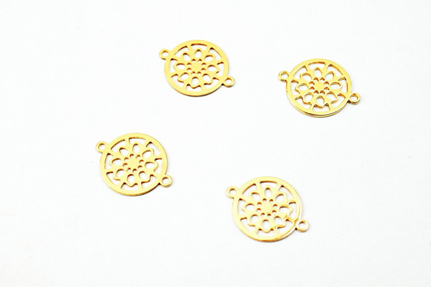 6 PCs Dainty Thin 18K Pinky as Gold Filled tarnish resistant Filigree Flower Connector Size 12x9mm Thickness 0.25mm For Je...