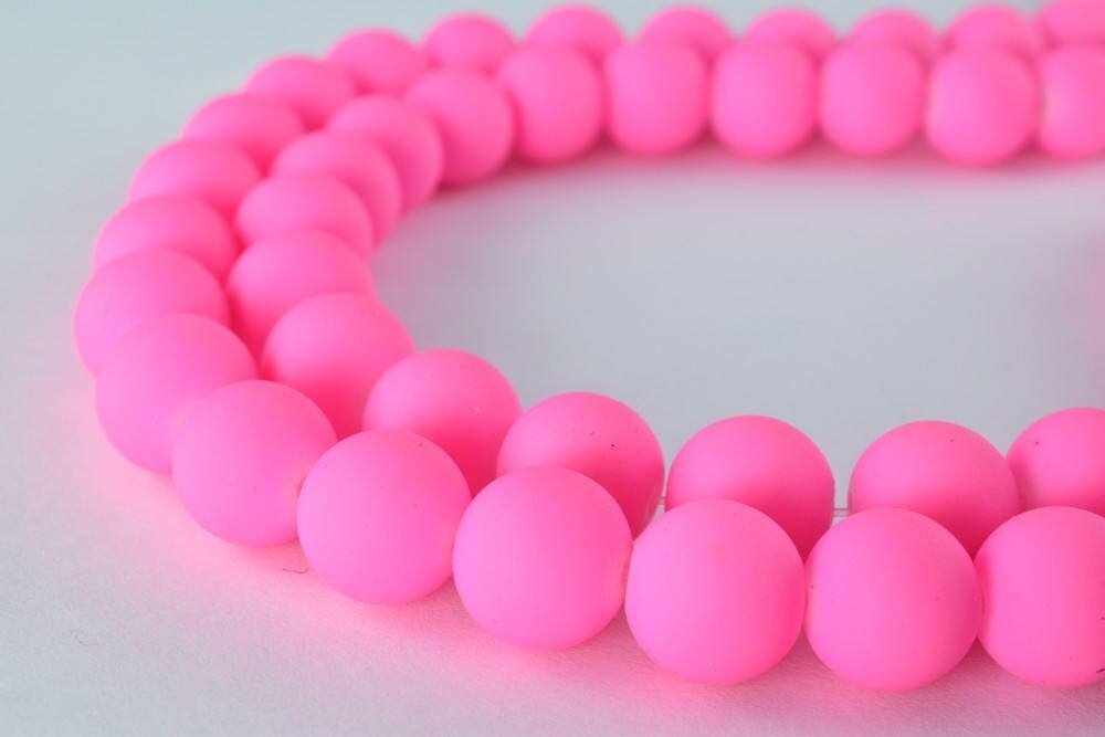 Glass Beads Matte Pink Rubber Over Glass Beads Size 10mm Round For Jewelry Making Item#789222045845 jewelry making supplie...