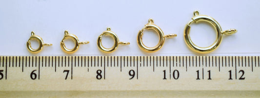 Gold Filled Look, EP spring and round clasp size 5mm/6mm/7mm/9mm/12mm Findings jewelry making supplies - detail image 2