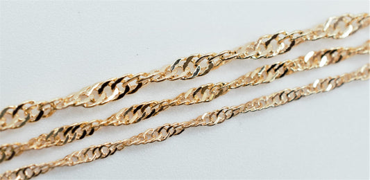 18K Gold Filled Look,Flat Twist Snake Chain, Singapore personalize Necklace Size 1.5mm/2mm/2.8mm Findings For Jewelry 3 Fe...