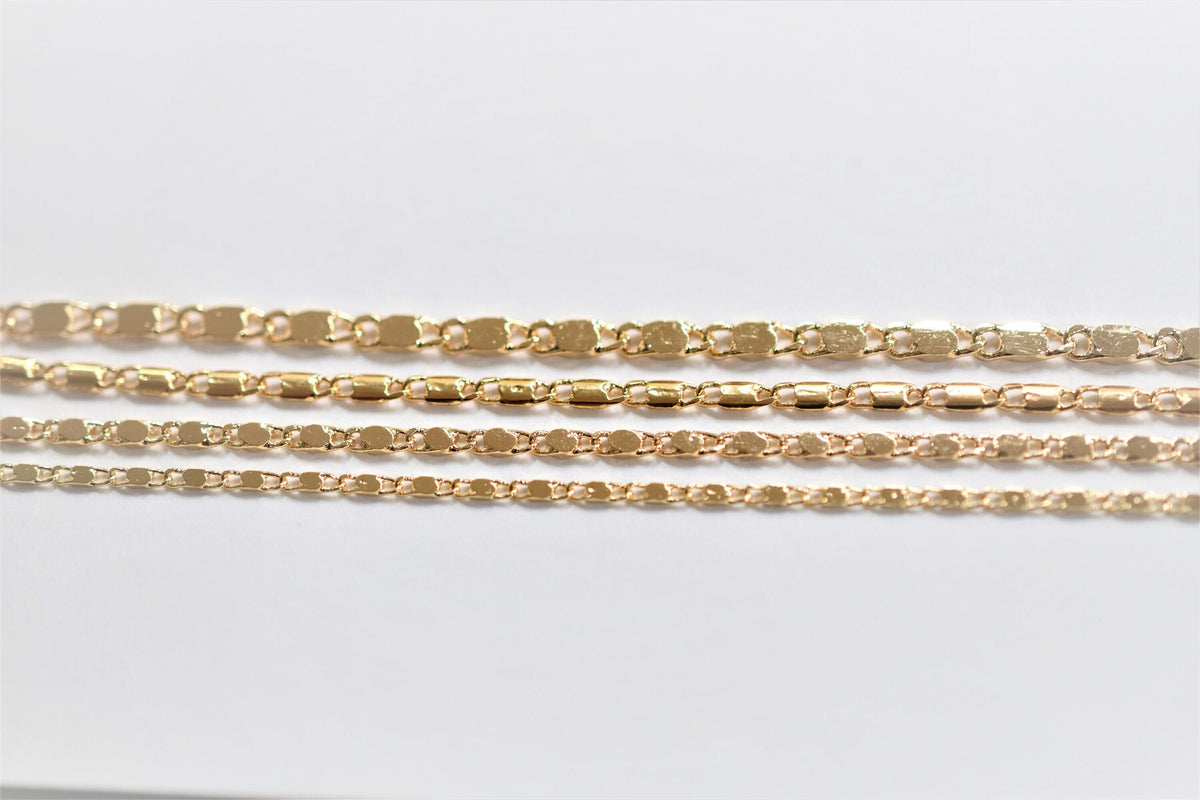3 Feet 18K Gold Filled Look, Bar Scroll necklace Chain Size 1.8mm/2mm/2.3mm/3mm Findings Chain For Jewelry Supplier and cu...