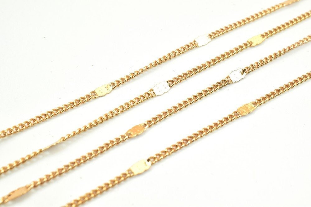 3 Feet 18K Pinky Gold Filled Look, Cuban Link Chain, Scroll Chain Width 2mm Thickness 1mm Gold Filled Finding Chain for Je...
