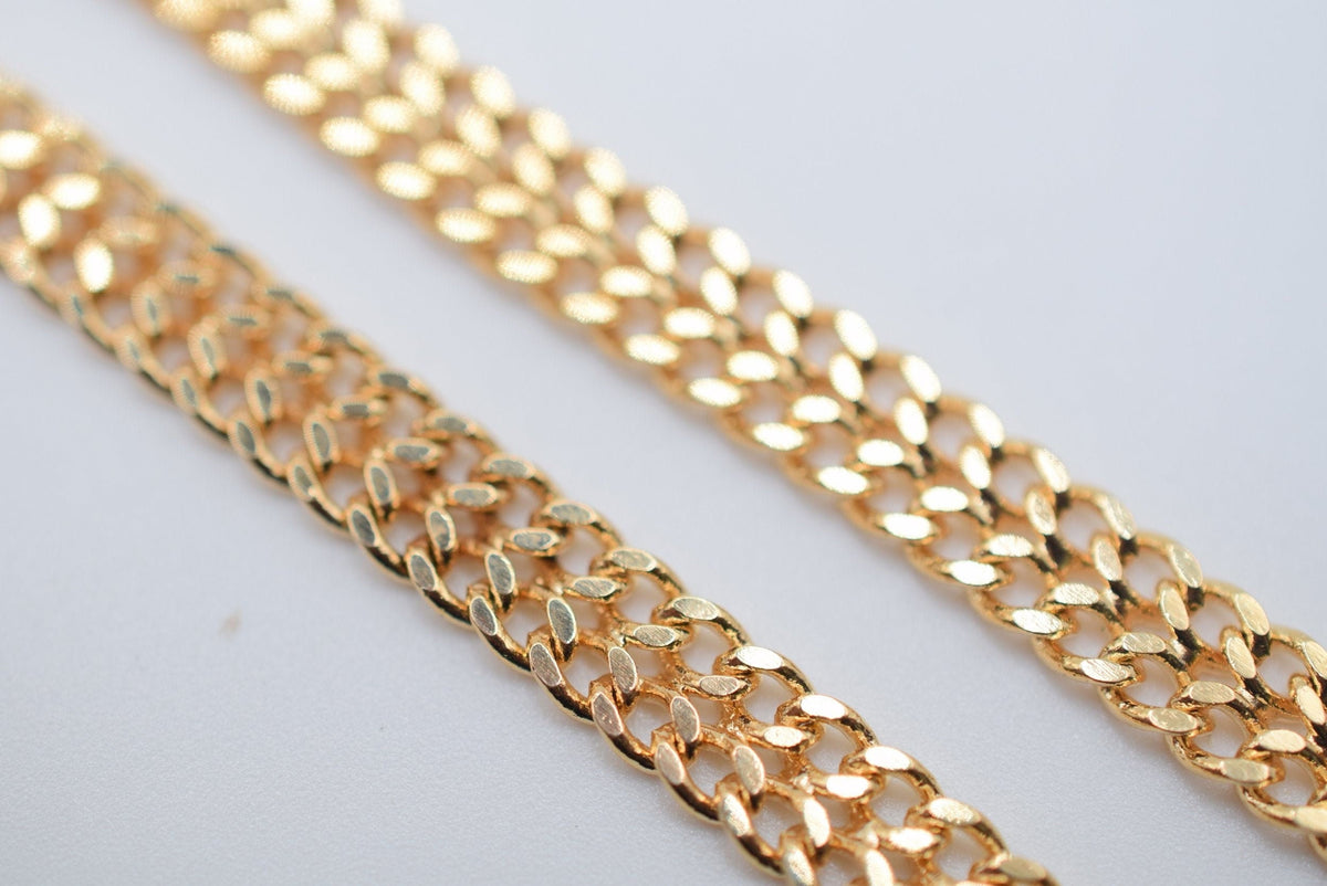 3 feet Gold Filled Look,Long Flat Cable Link Bismarck Cuban Chain Size 6mm, Wheat 4mm Customize necklace chain For Jewelry...