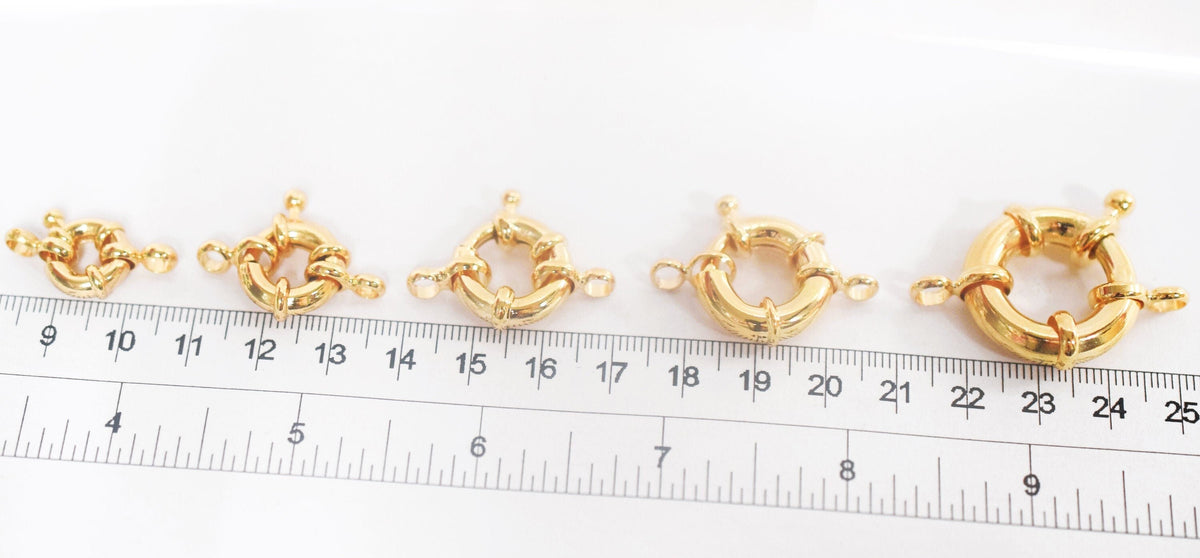 Gold Filled EP anchor wheel round spring clasp size 9mm,11mm,13mm,15mm,20mm Findings for jewelry supplier and wholesale je...