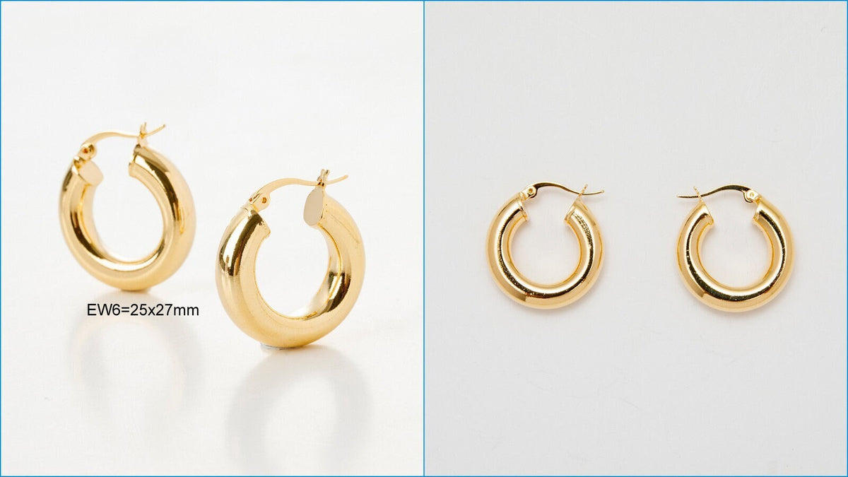Gold Filled EP 18K Hoop Earrings in Rectangle Round and Oval Shapes jewelry making supplies - detail image 7