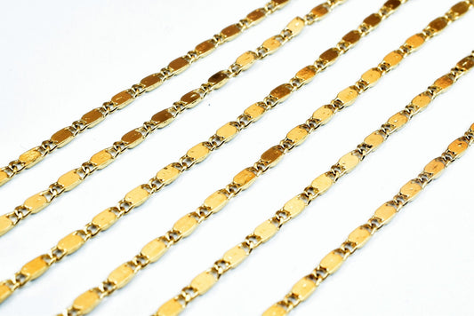 18K Gold Filled Alternative Chain, Jewelry Making Supplies, Gold Finish (2mm Width, 0.5mm Thickness, )