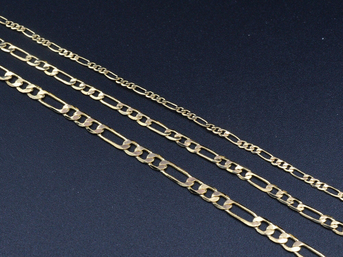 14K Gold Filled Alternative Figaro Curb Necklace: Luxury Finish - Tarnish Resistant, Metal, Jewelry Craft Chain