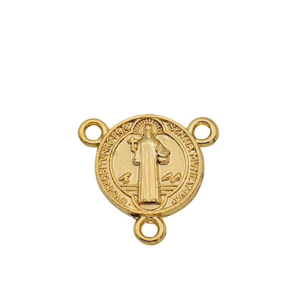 Gold Filled Look, Saint Benedict/ San Benito Rosary center for jewelry making 18k GF4002 jewelry making supplies - detail...