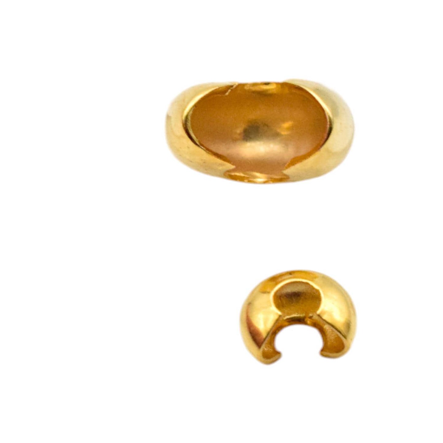 Gold Stainless Steel Crimp Cover Beads: Lustrous Gold Plating - Small, Durable Metal for Jewelry Repair and Craft Supplies