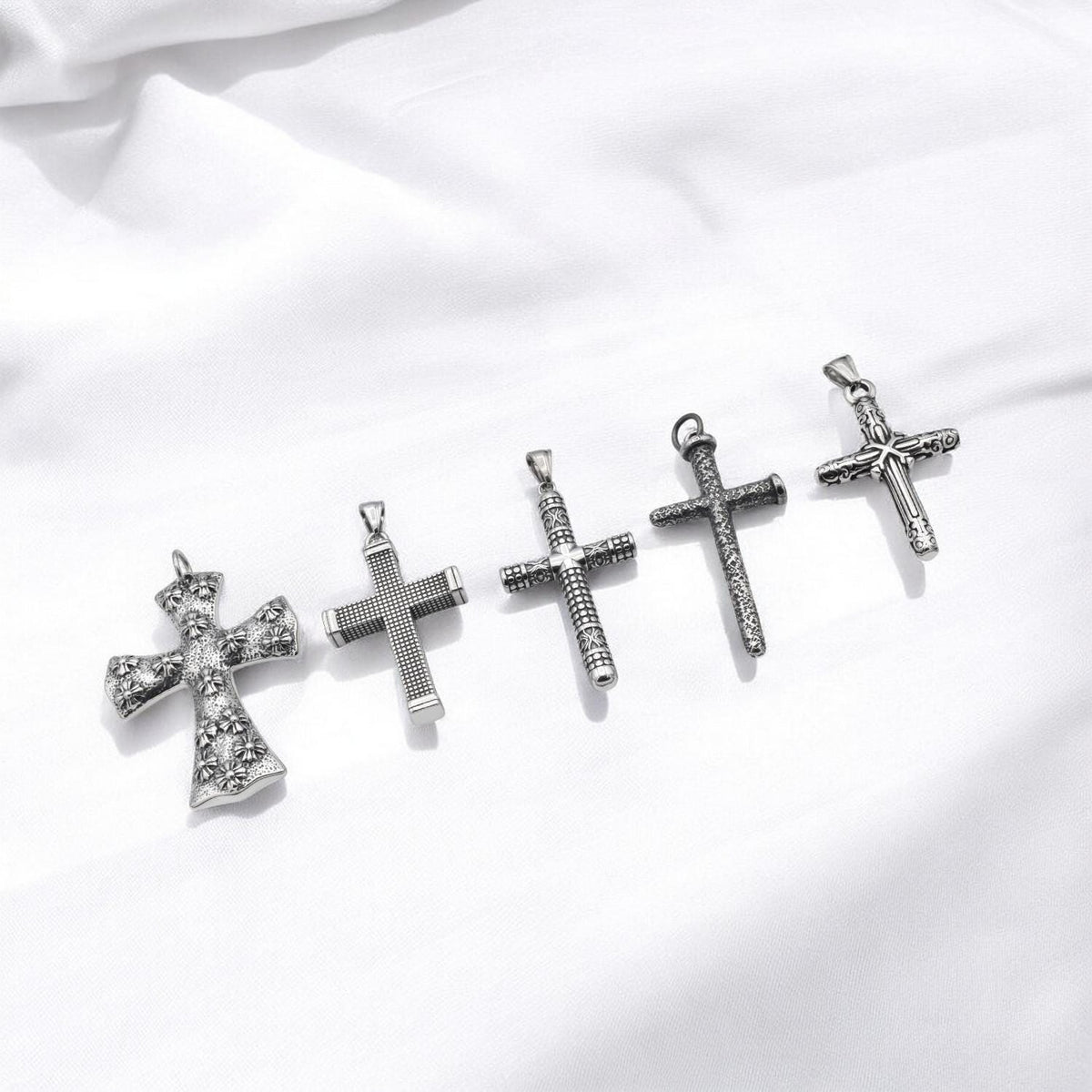 Gothic Cross Pendant: Sleek Modern Stainless Steel - Durable Jewelry Component, Lightweight, Corrosion Resistant