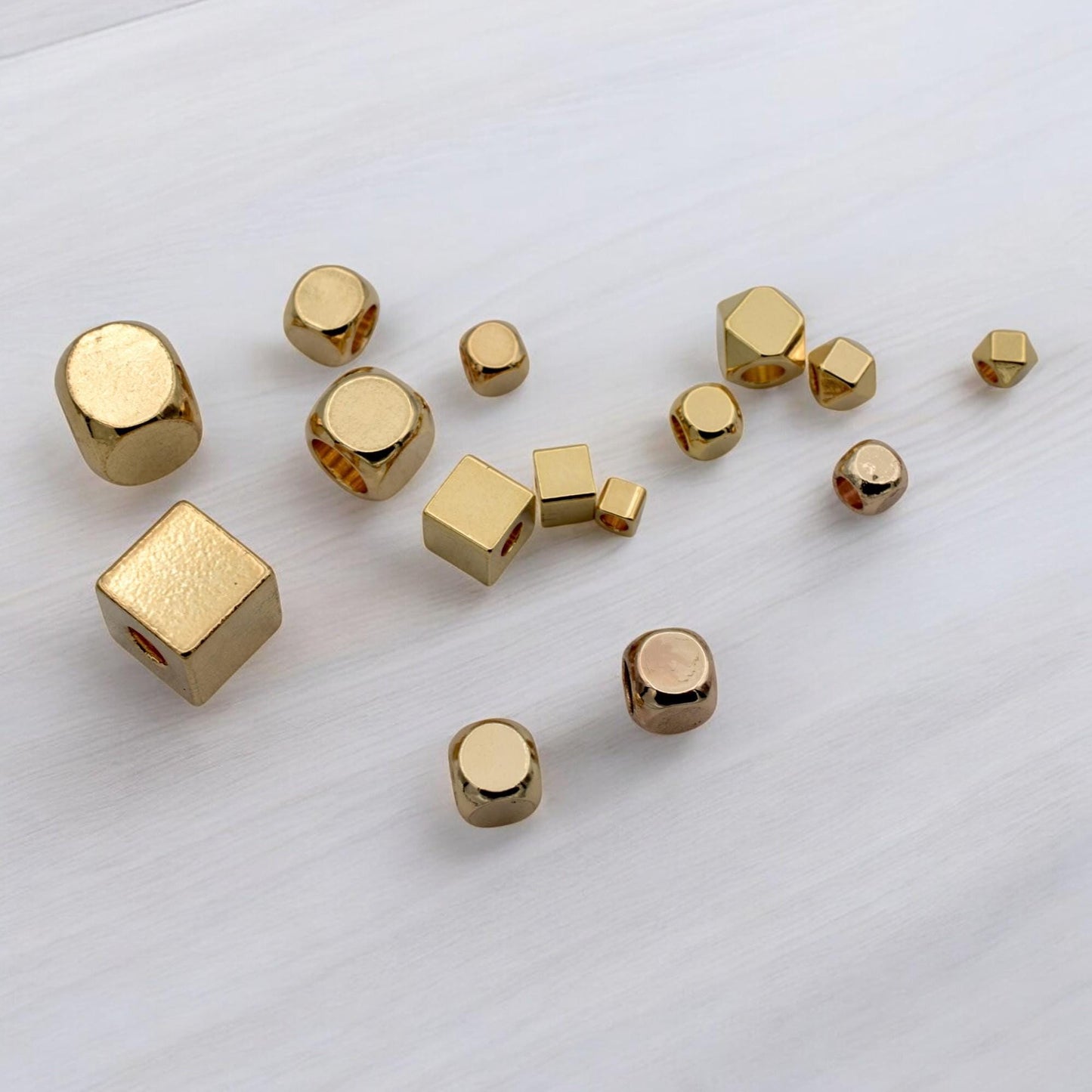 18k Gold Filled Alternative Spacer Beads Cube, Round, Square, Box Small 2mm 6mm for DIY Bracelets, Necklaces, Jewelry Ma...