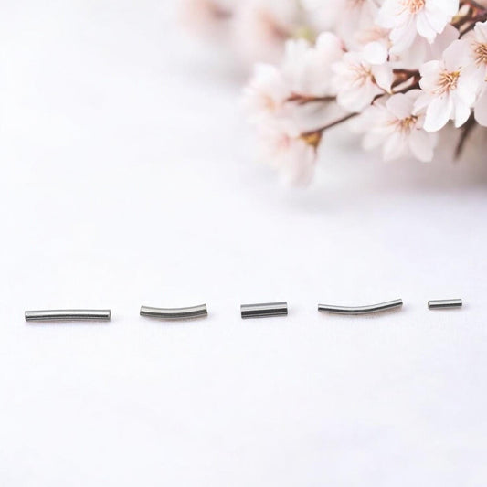 Sterling Silver Tube Spacer Beads: Curved and Straight Designs for Jewelry Making (Tarnish-Resistant, Multiple Sizes, DIY Craft Supplies)