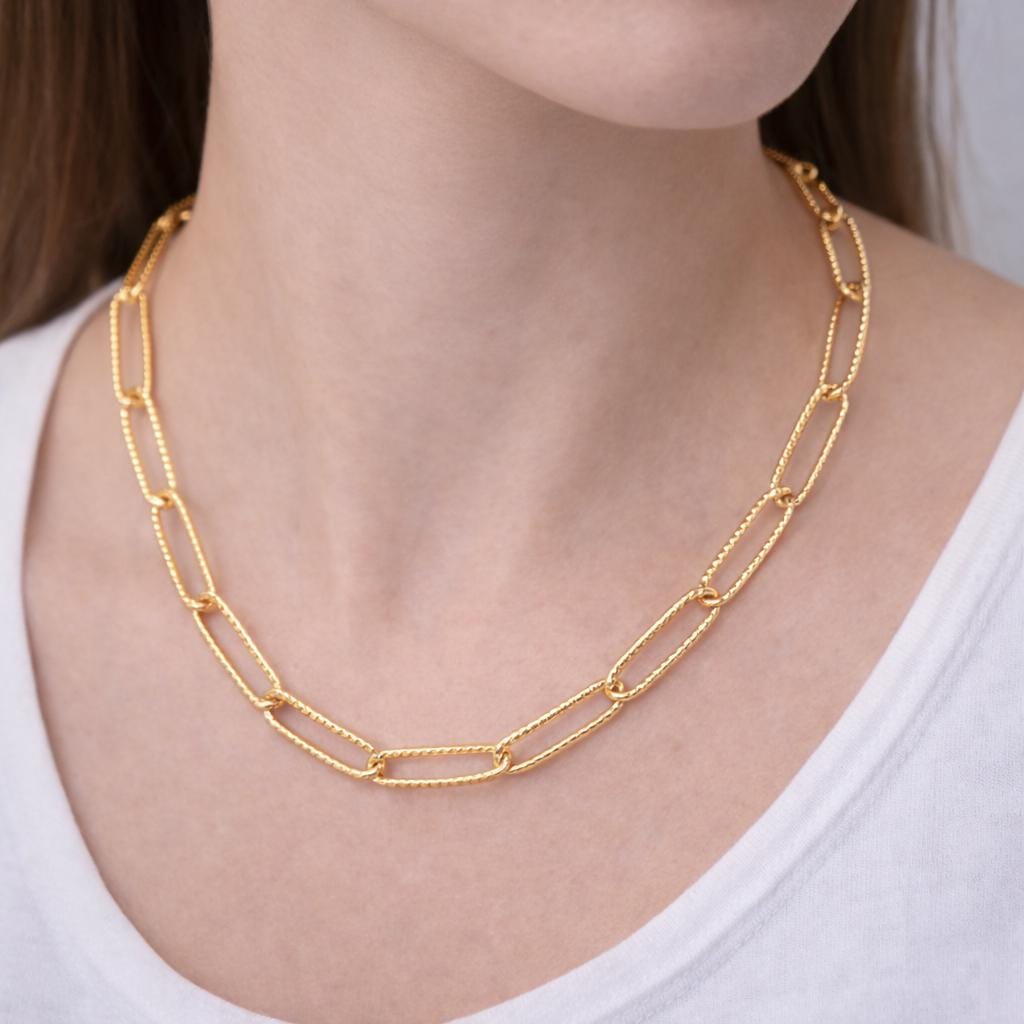 Chain By The Foot Gold Filled Alternative Chain, Paperclip Rectangle Or Textured Oval (Gold , Jewelry Supply, DIY Lengths)