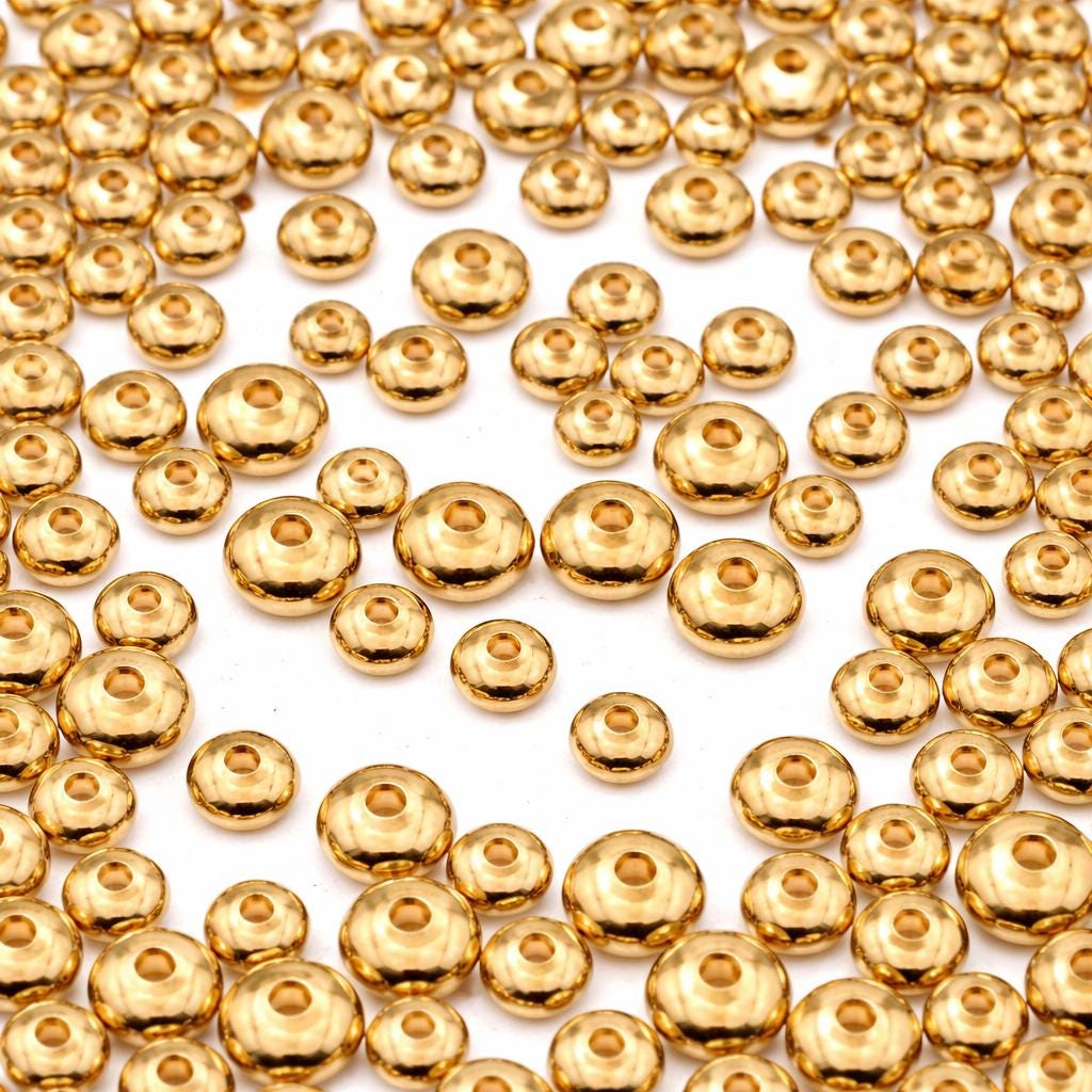 Gold Filled Findings - 8x3mm & 6x3mm Rondelle Spacer Beads - Electroplated Durable Finish, Copper Core, Crafting Jewelry Components