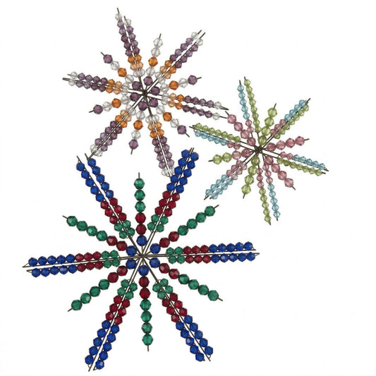Snowflake Wire Frame DIY Craft Kit: Beaded Holiday Ornament, Jewelry Wire Focus (3 Sizes, Ribbon Loop Included)