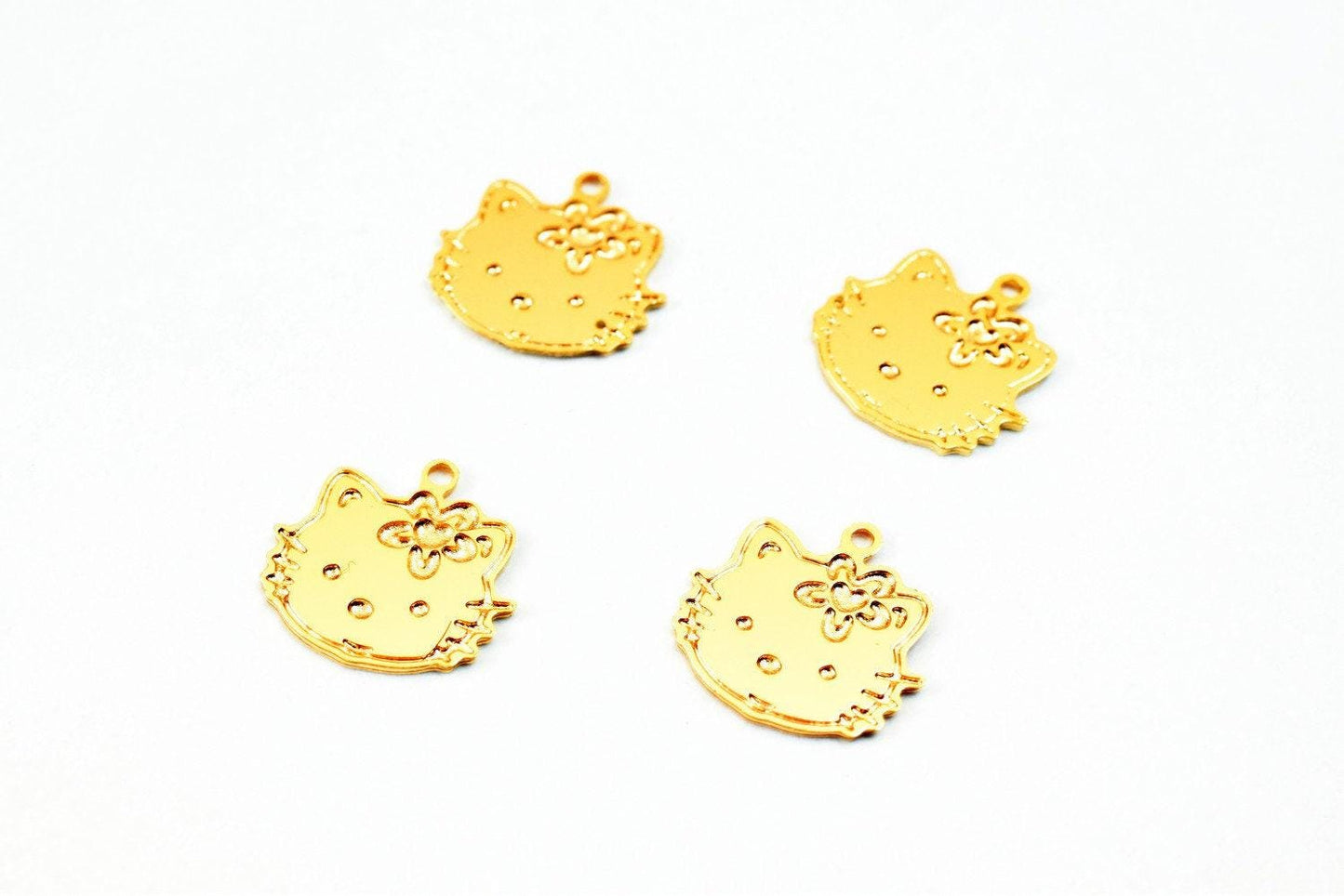 6 PCs Dainty Thin 18K Pinky as Gold Filled tarnish resistant Kitty Cat Charm Pendant Size 10x10mm Thickness 0.5mm For Jewelry Making DGF09