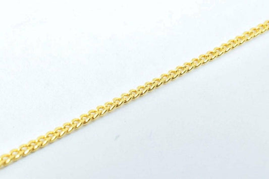 Gold Plated Cuban Chain Delicate Jewelry Supply, 1mm Electroplated Finish (18K Gold Tone, Copper Metal, Sold by Foot)