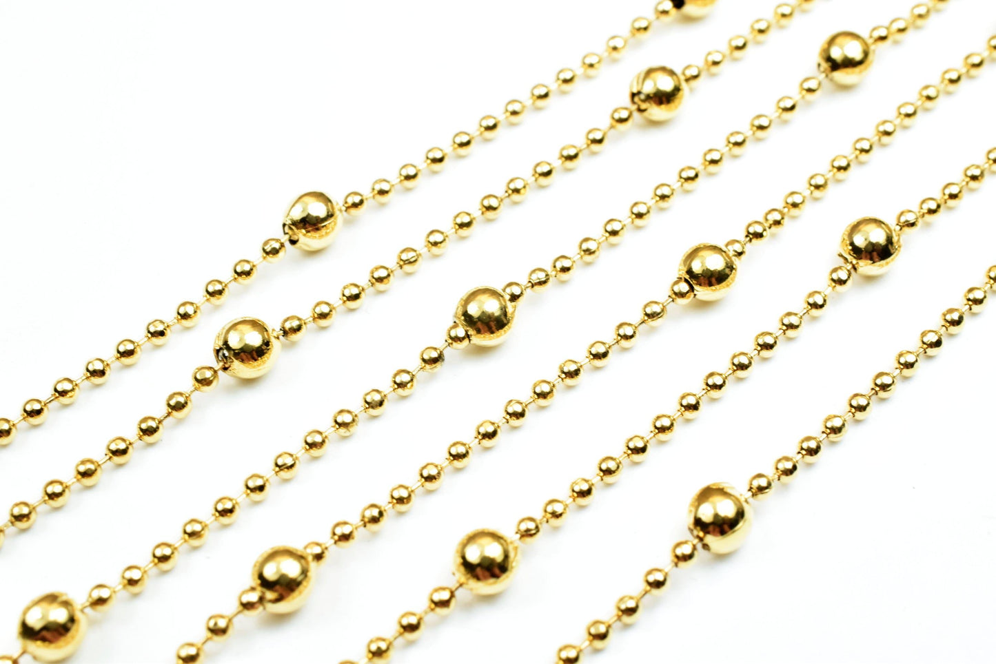 Satellite Ball Chain Gold Jewelry, Electroplated 18K Copper, 3.5mm Balls (1.5mm Links, Skin Safe, Bulk Lengths)