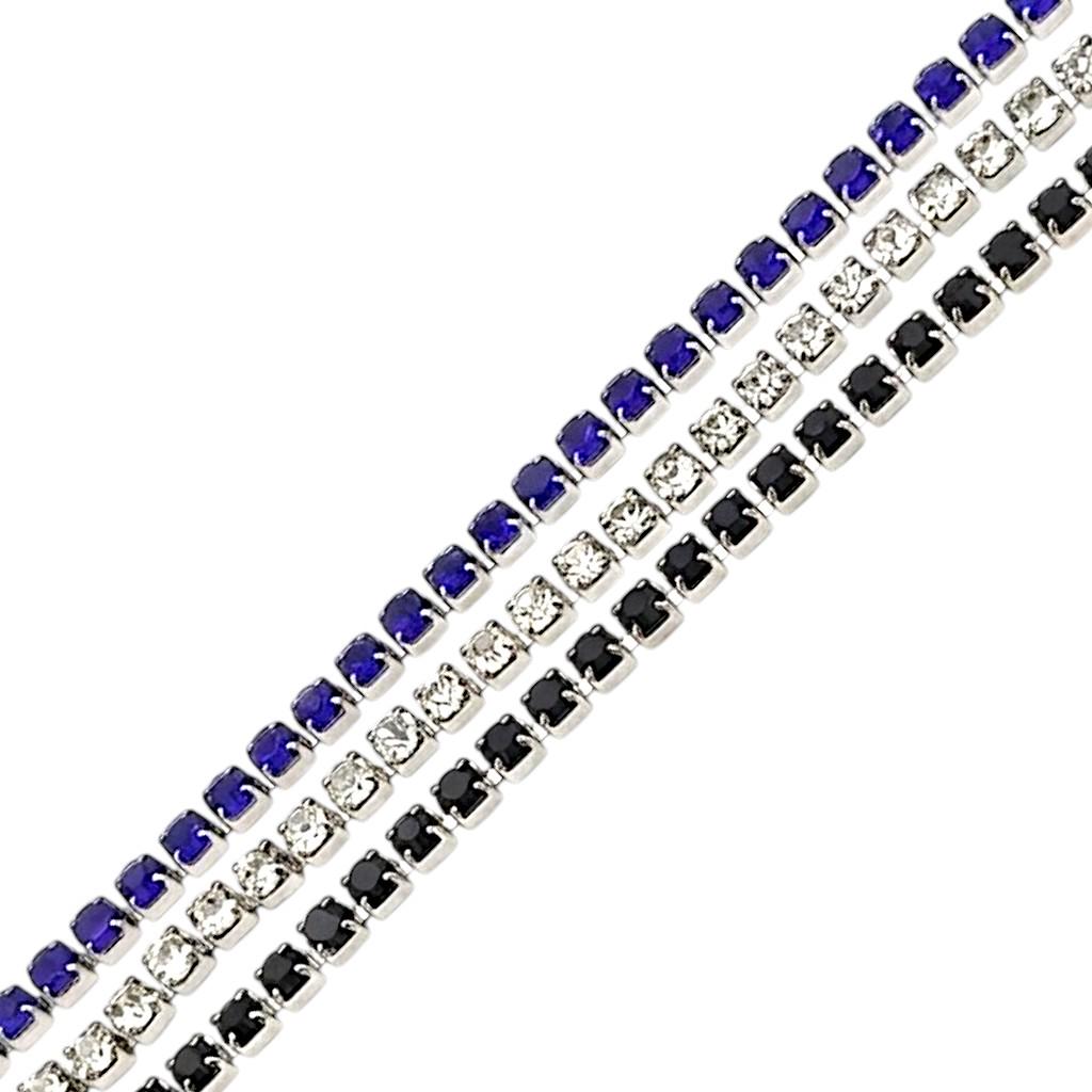 Elegant stainless steel rhinestone chain for craft and design use.