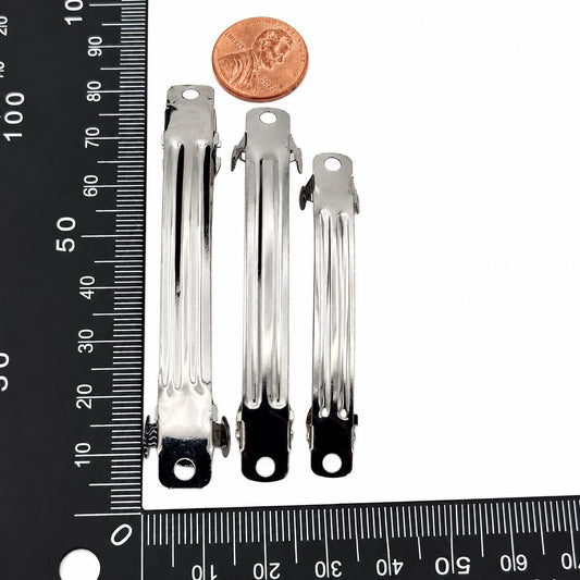 Polished silver barrette findings for bow making, resin decoration, and craft projects