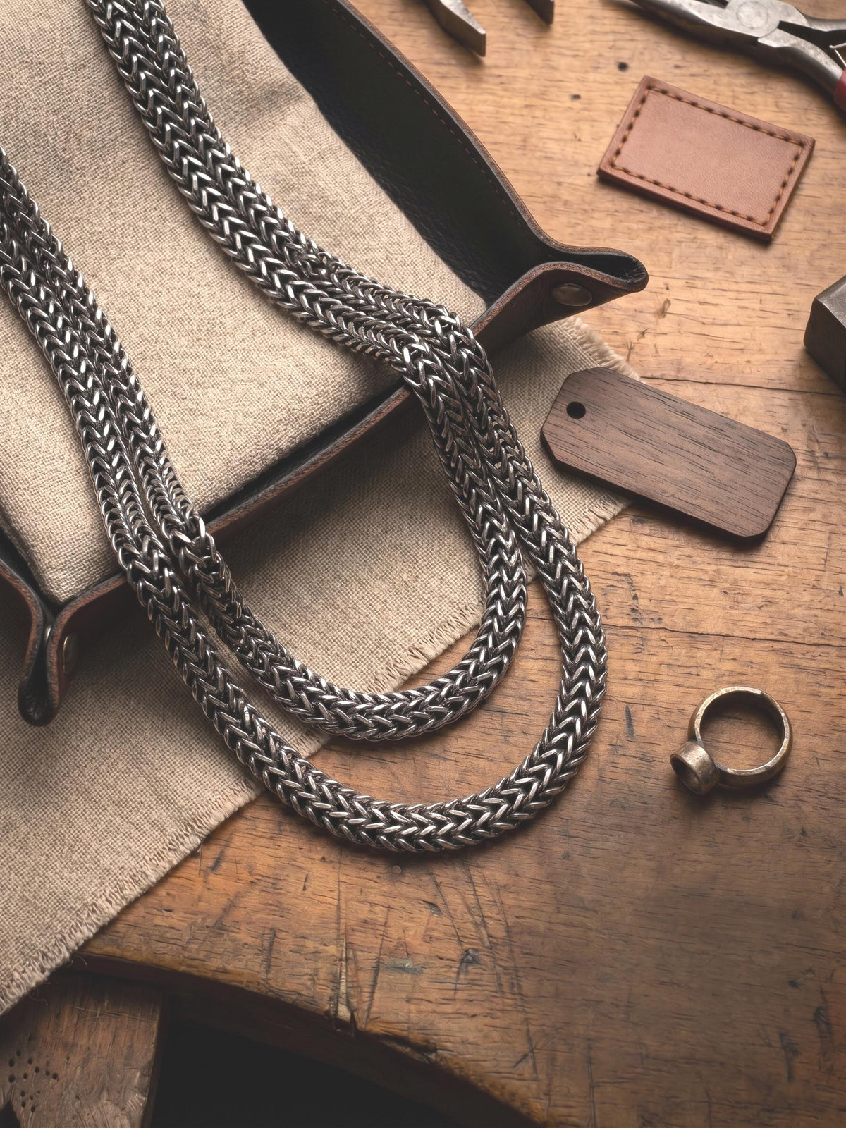 Silver Stainless Steel Braided Chain by Yard and roll, Chain for Jewelry Making, Necklace Bracelet Bag Chain, Craft Supply