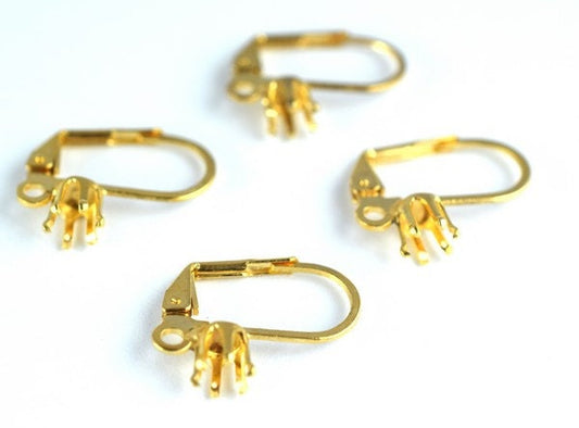 Leverback Earring Hook with Bead Setting 18K as Gold Filled* earring findings Size19x15mm Flat thickness 1mm to make your...