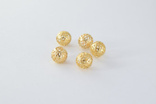 Gold Filled Look, EP Diamond Cut Round Bead 18k sizes 4MM & 10MM jewelry making supplies - detail image 2
