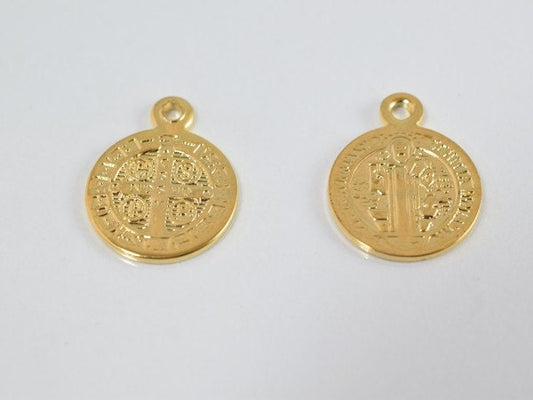 15mm Saint Benito 18k as Gold Filled* Charm GF4104 jewelry making supplies - detail image 2