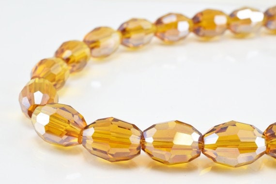Gold Oval Faceted Beads for Jewelry or Decoration for Chandelier making Different Sizes