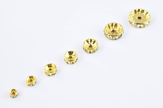 4mm/5mm/6mm/7mm/8mm/10mm/12mm Roundel Rhinestone Gold/Silver Beads Clear Rhinestones/roundel bead/roundel beads/wholesale roundel beads
