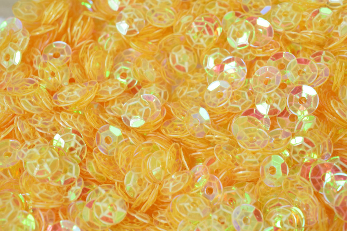 3/4/6mm Translucent Yellow Cup Glossy Iridescent Sequins Sheen Round Sequins/Loose Paillettes,Wholesale Sequins,Shimmering Sequin Apparel
