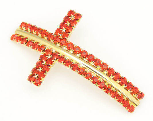 RhineStone Curved Cross, Slideway, Slide Connector Cross, 2 PCs 6 Colors, Baptism, Christening Craft, Embellishment,Pave Beads