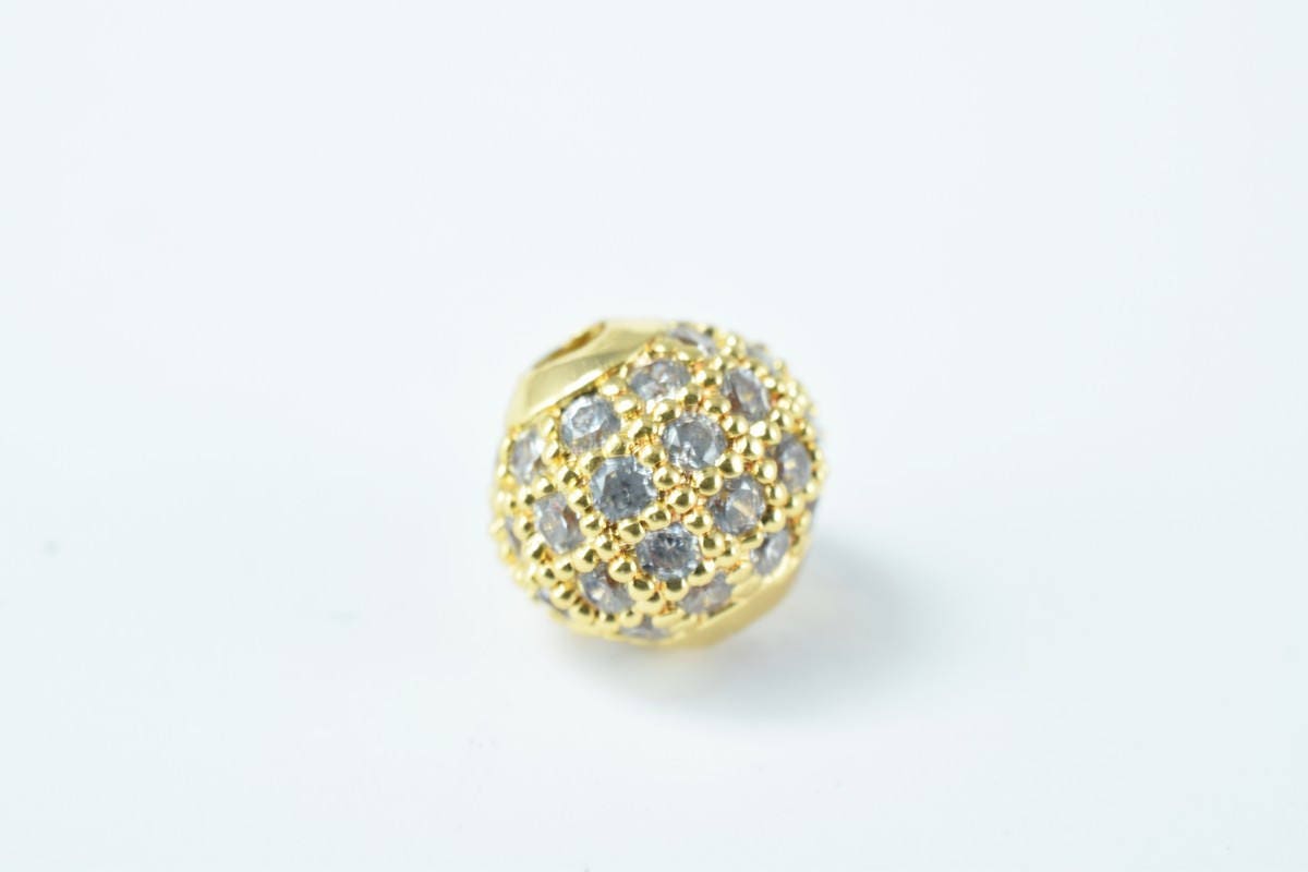Pave CZ Rhinestone Beads 6mm High Quality 2mm Large Hole Round Bead 4 Colors
