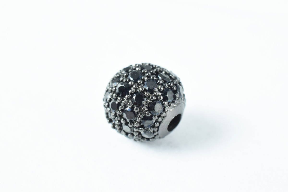 Pave CZ Rhinestone Beads 8mm High Quality 2mm Large Hole Round Bead 4 Colors
