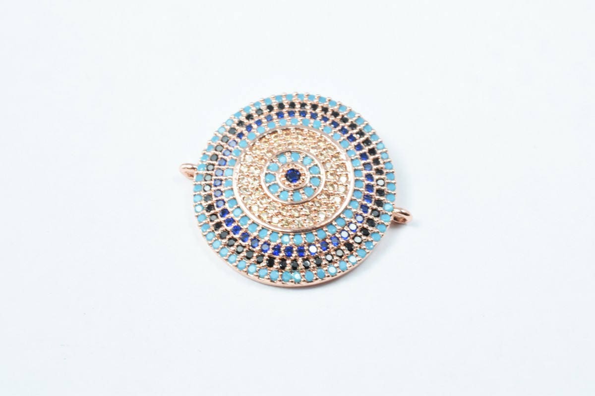 Round Micro Pave CZ Rhinestone Connector Beads High Quality Horizontal Hole 3 Colors