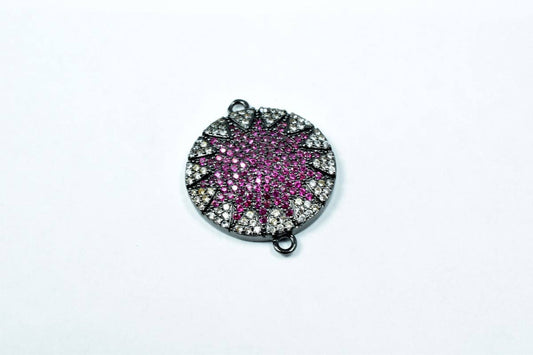 Round Micro Pave CZ Rhinestone Connector Beads High Quality Horizontal Hole 3 Colors