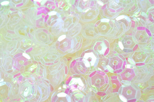 3/4mm Milky Clear Sparkle Cup Glossy Iridescent Sequins Sheen Round Sequins/Loose Paillettes,Wholesale Sequins,Shimmering Sequin Apparel