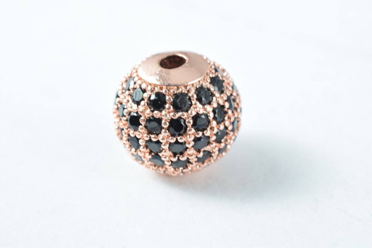 Pave CZ Rhinestone Beads 10mm High Quality 2mm Large Hole Round Bead 4 Colors