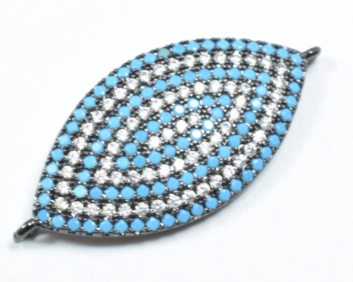 Marquise Shape Eye Micro Pave CZ Rhinestone Spacer Beads High Quality Horizontal Hole 3 Colors