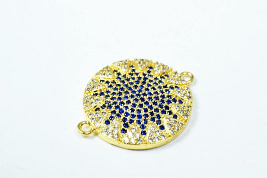 Round Micro Pave CZ Rhinestone Connector Beads High Quality Horizontal Hole 3 Colors