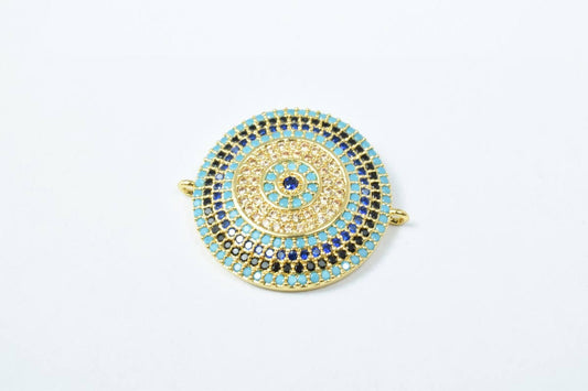 Round Micro Pave CZ Rhinestone Connector Beads High Quality Horizontal Hole 3 Colors