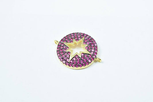 Round Micro Pave CZ Rhinestone Connector Beads High Quality Horizontal Hole 3 Colors