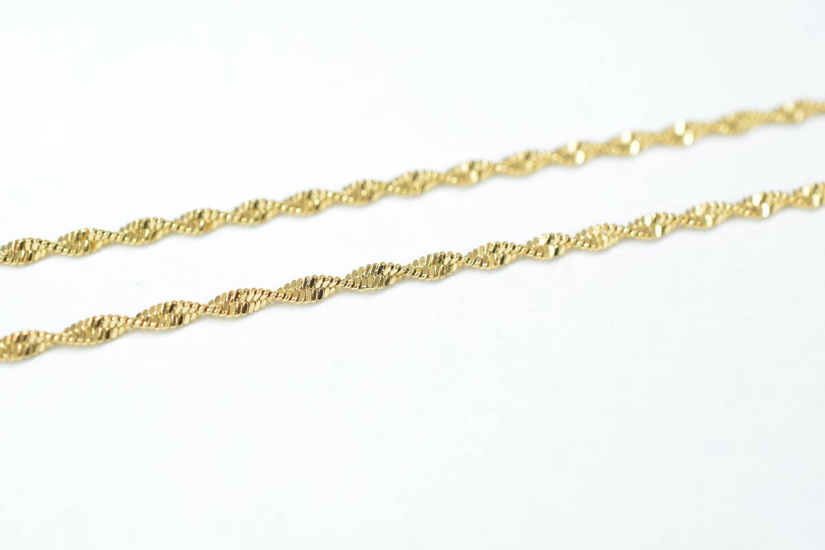 2mm Gold Plated* tarnish resistant Chain 18K GFC069 Sold by Foot