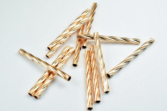 12 PCs Straight Tube Jewelry Finding Beads 3x40mm/3x45mm/3x50mm Diamond Cut Gold/Silver/ Rose Gold/ Gun Metal Diamond Cut For Jewelry Making