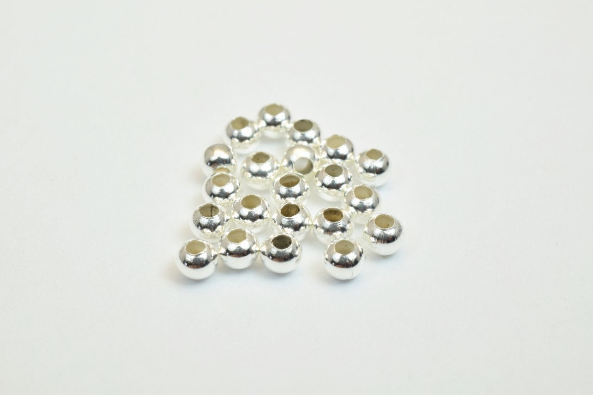 100 PCs Silver Plated Plain Round Beads 3mm Hole Size 1mm Item# 210001200082