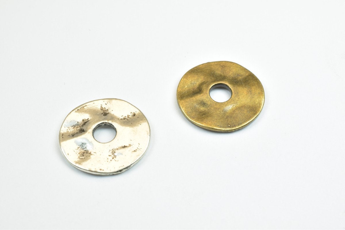 8 PCs Bronze/Silver Spacer Rondelle Alloy Metal Roundel Plain Spacer 16mm Hole Size 4mm Beads For Jewelry Making Craft Supplies Beads