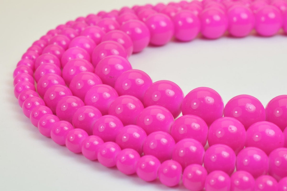 Fuchsia Glass Beads Round 6mm/8mm/10mm/12mm Shine Round Beads For Jewelry Making Item#AD
