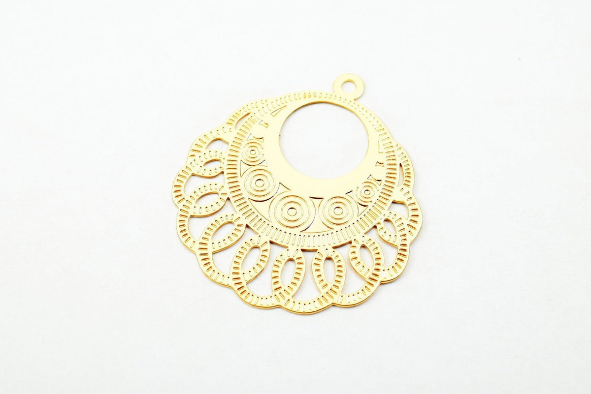 2 PCs Dainty Thin 18K Pinky as Gold Filled* Filigree Hoop Charm Pendant Size 26.5x24mm Thickness 0.25mm For Jewelry Making DGF15