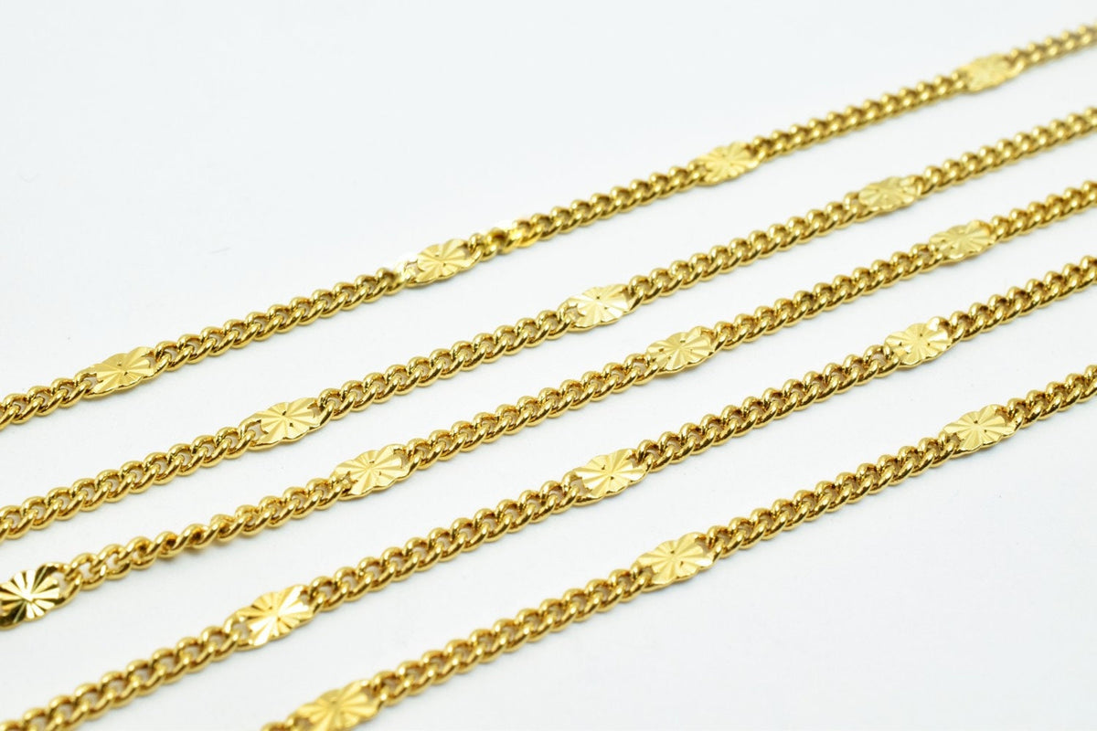 2.5mm 18K Gold Plated* tarnish resistant Chain Sold by Foot For Jewelry Making GFC074